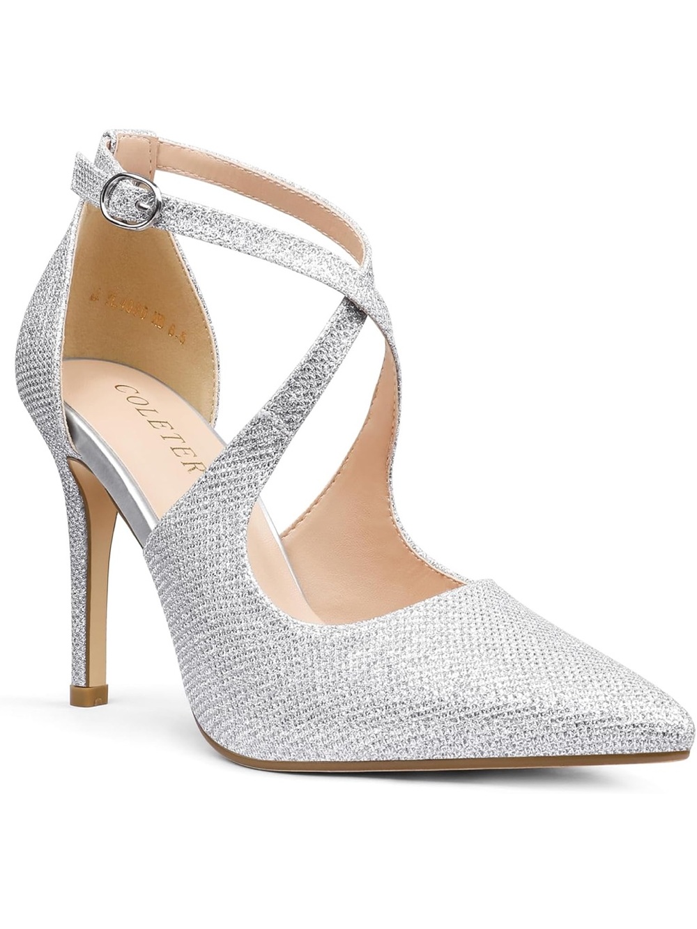 COLETER 4" Pointed Toe D'Orsay High Heel Crossed Ankle Strap